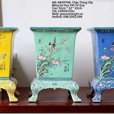 Chậu trồng cây bằng sứ hoạ tiết tứ quý - Một sản phẩm gốm sứ cao cấp